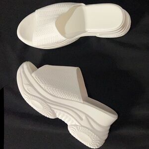 Women's White Slide Sandals. NEVER USED